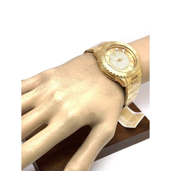 Michael Kors Women's Watch MK6911 Runway Gemmed Quartz 40mm Gold Stainless Steel - Picture 5 of 15